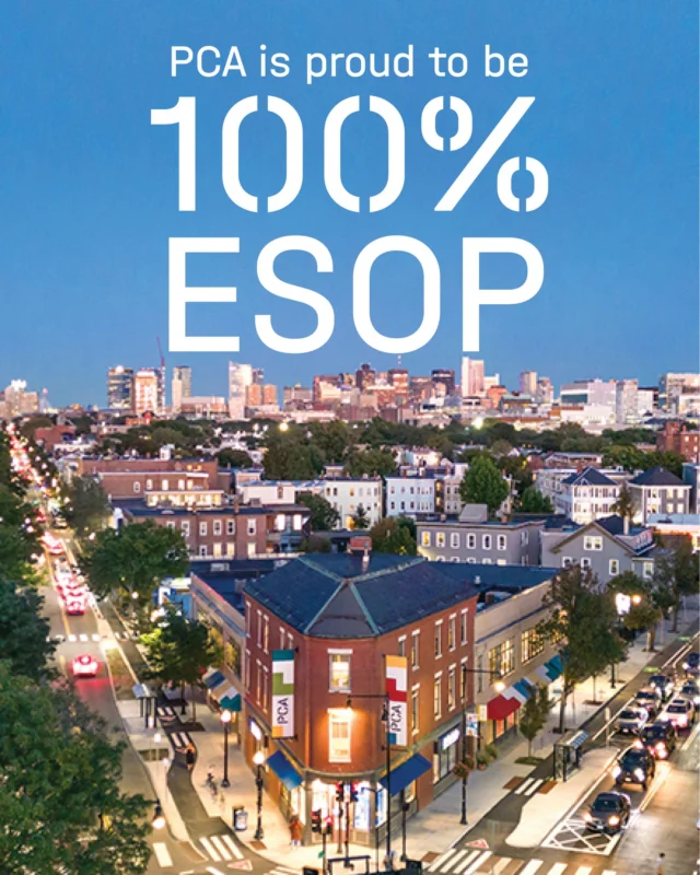 We're proud to share that PCA is now a 100% employee-owned (ESOP) firm.
 
This milestone means that every member of our team is an owner, invested in our shared success and the future we're building together. It strengthens the people-first culture that defines PCA, where we all have a stake in supporting one another, serving our clients and creating meaningful places.
 
Here's to our next chapter, together. We’re hiring, join us at link in bio.